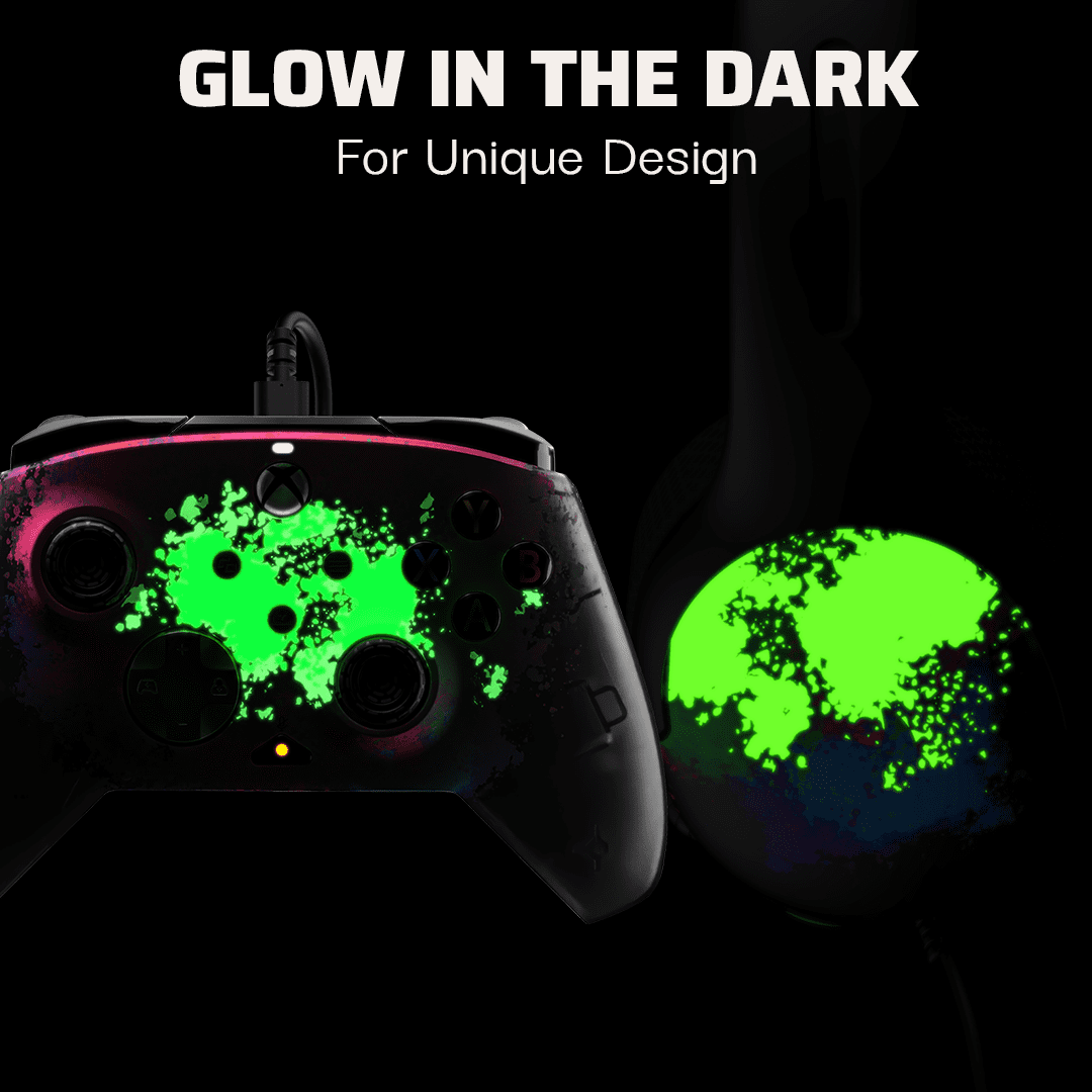 PDP Space Dust Bundle Pack: REMATCH GLOW Advanced Wired Controller & AIRLITE GLOW Wired Headset For Xbox Series X|S, Xbox One, & Windows 10/11 PC