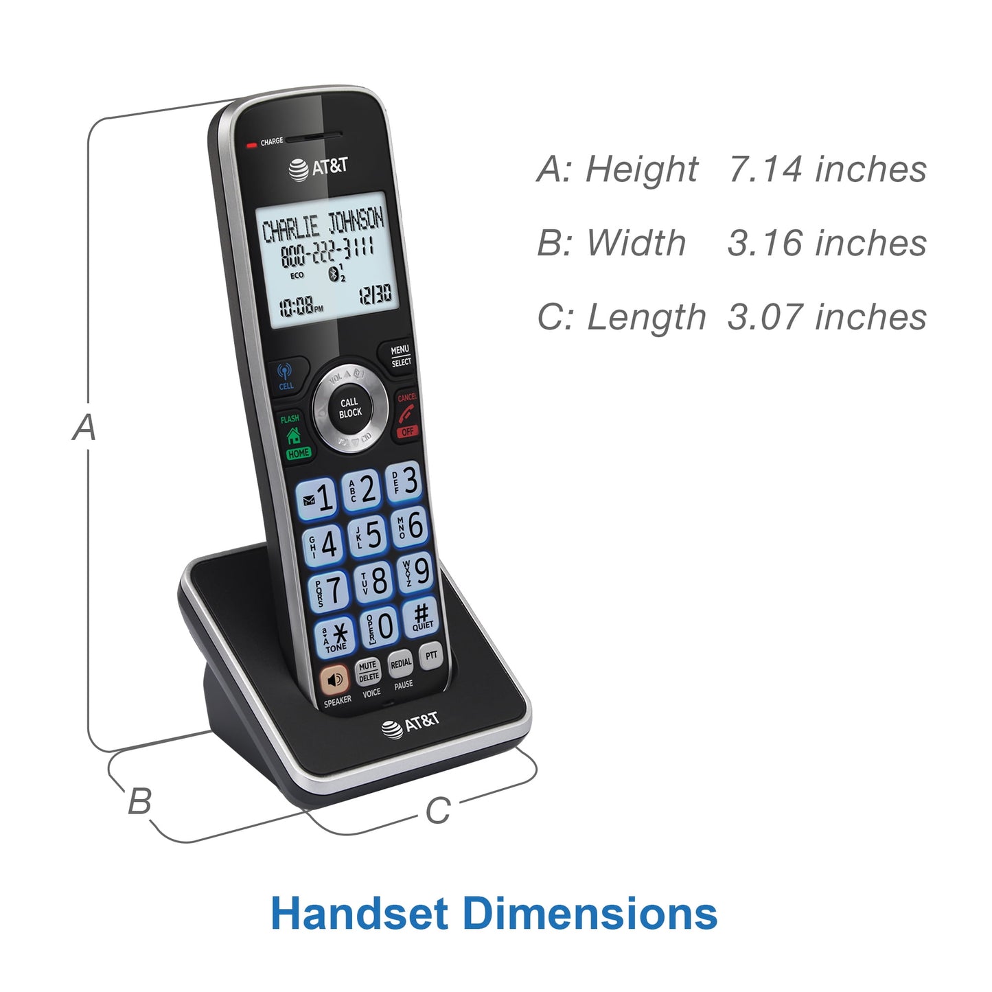 AT&T 2-Handset Expandable Cordless Phone with Unsurpassed Range, Bluetooth Connect to Cell, Smart Call Blocker and Answering System, DLP72212 (Black)