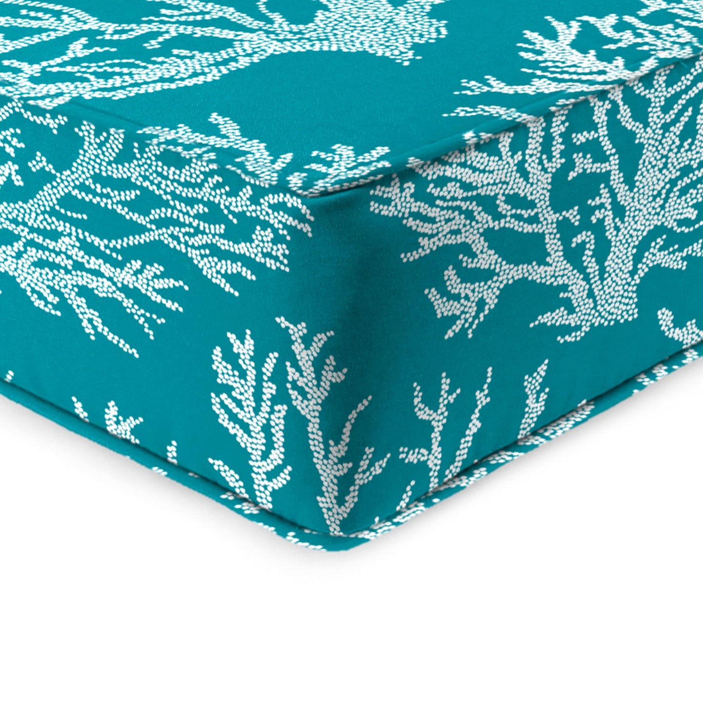 Jordan Manufacturing 46.5" x 24" Seacoral Turquoise Nautical Rectangular Outdoor Deep Seat Chair Cushion Set with Welt