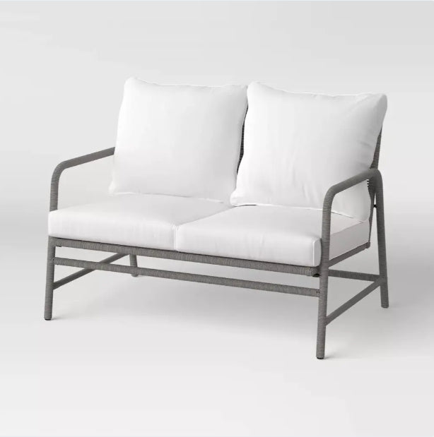 Granby Padded Wicker Outdoor Patio Loveseat - Gray - Threshold