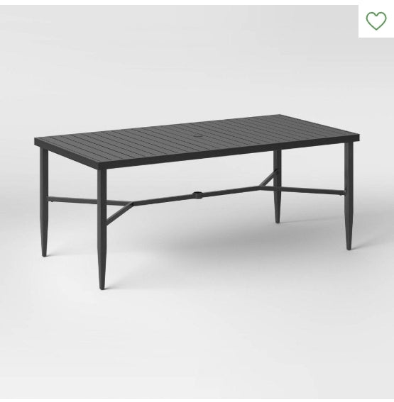 Searsburg Aluminum 6 Person Rectangle Slat Top Patio Dining Table, Outdoor Furniture - Black