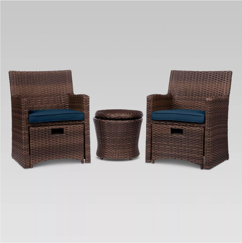 Halsted 5pc Wicker Patio Seating Set - Navy - Threshold