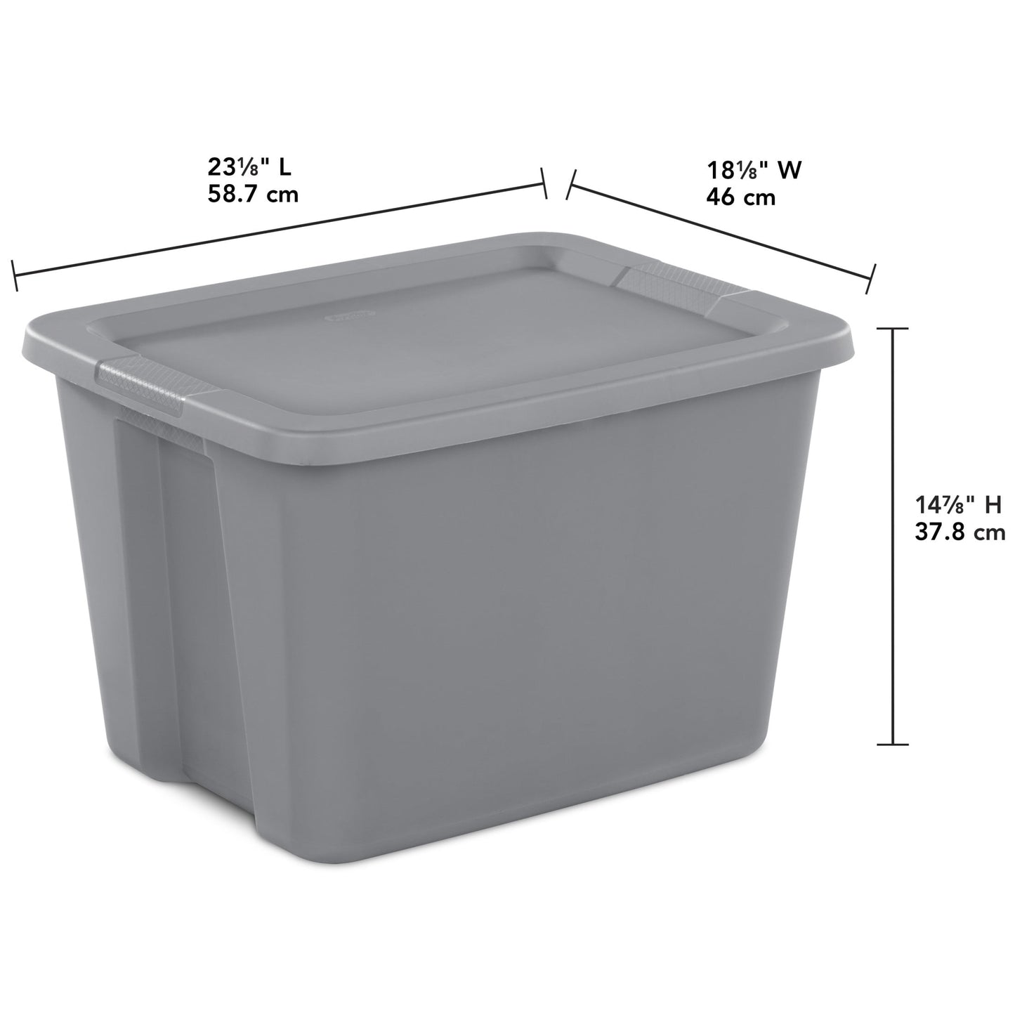 Sterilite 18 Gallon Plastic Storage Container with Snap-On Lid, Gray, 8 Pack