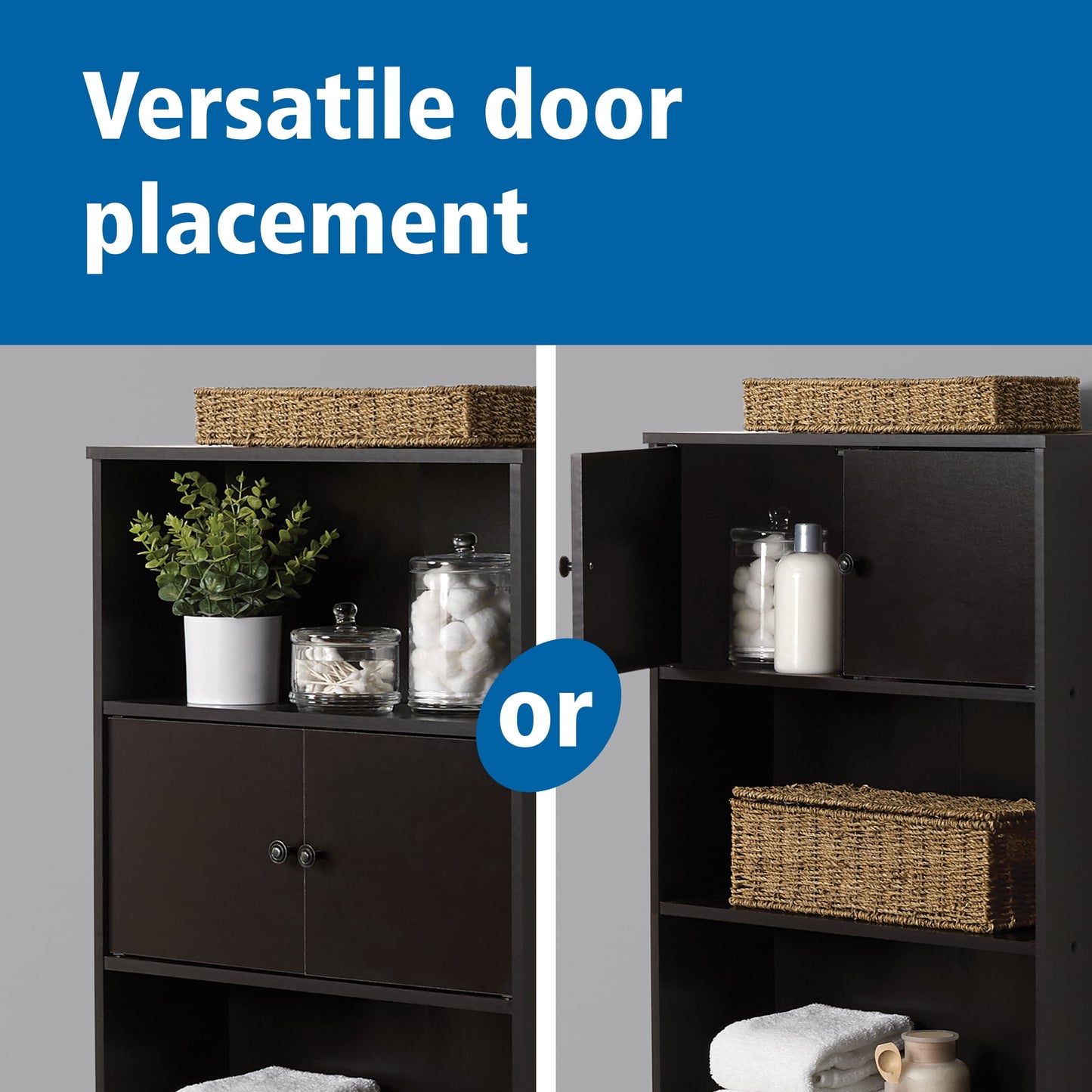 Mainstays Over-The-Toilet Bathroom Space Saver Storage Cabinet, 3 Shelves, Espresso