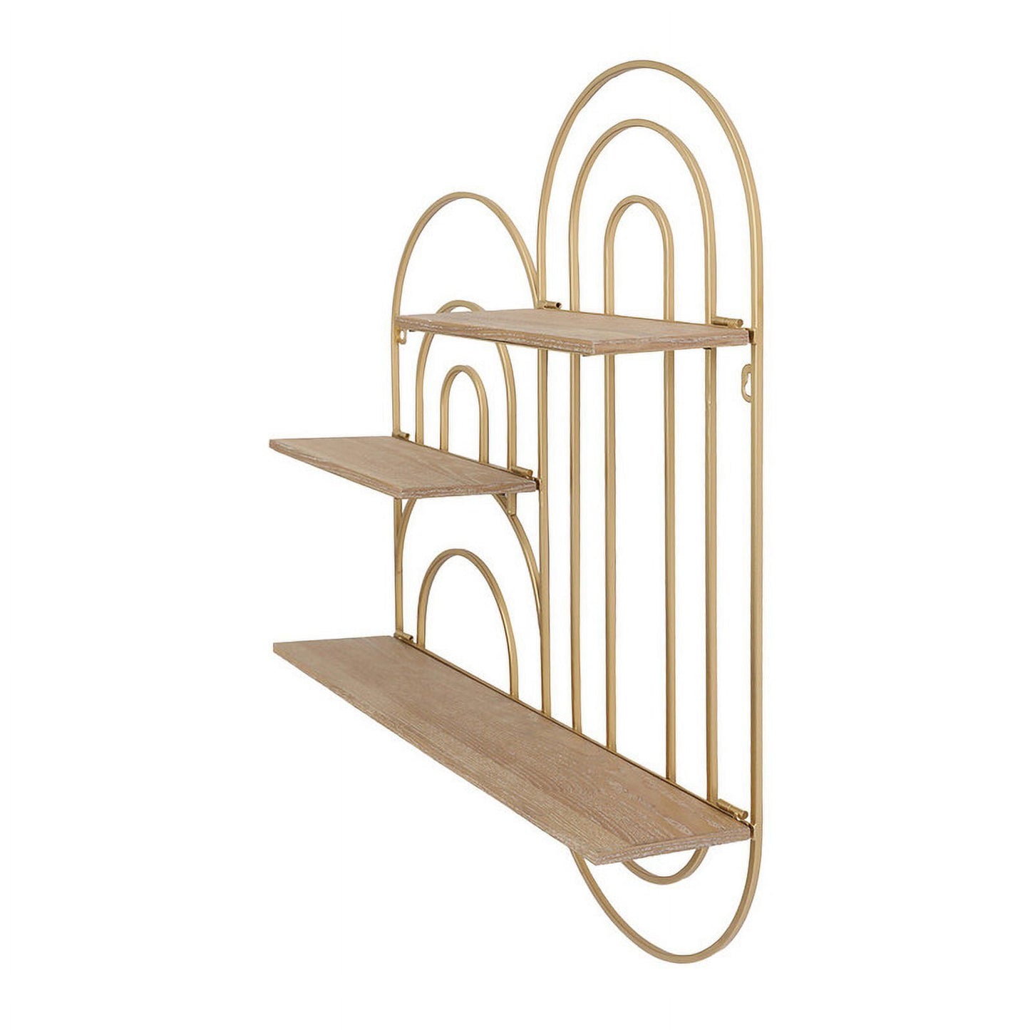 Ovella Gold Oval Metal Modern Tiered Wall Shelf