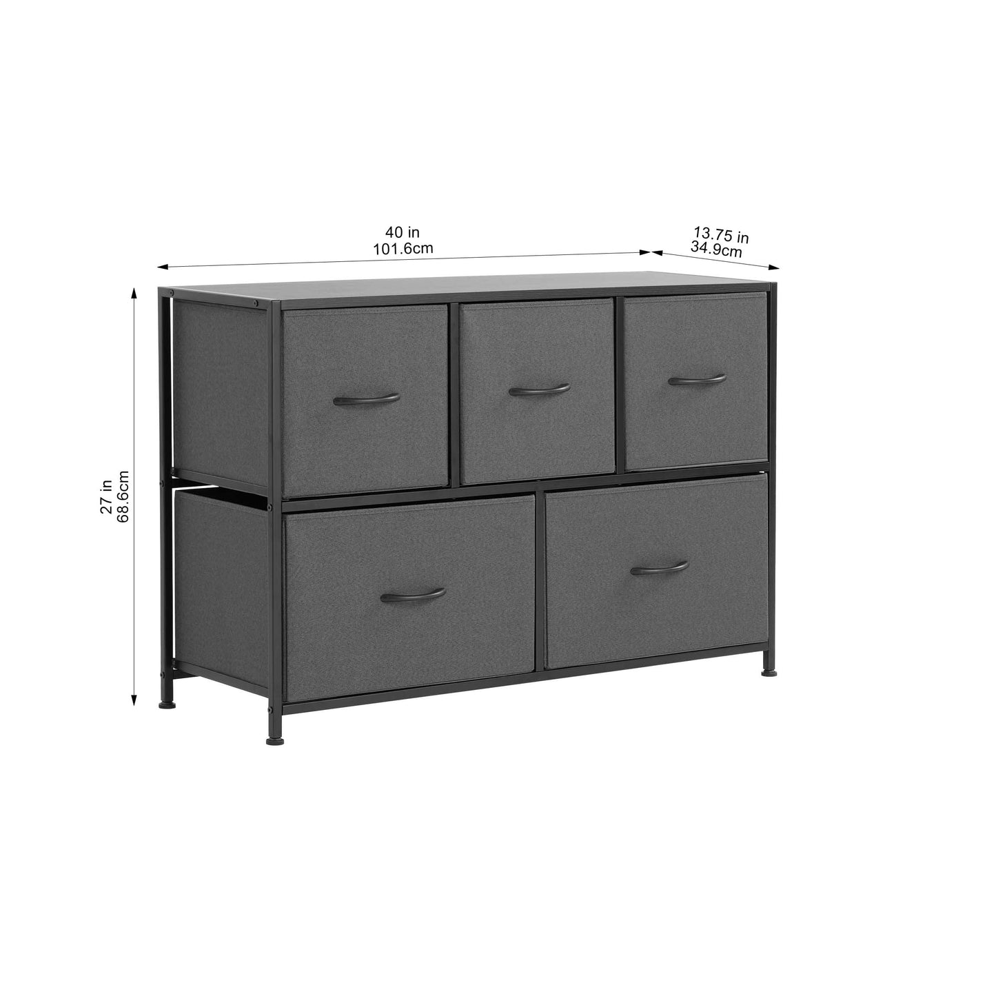 Mainstays 5 Drawer Fabric Storage Dresser for Bedroom, Grey