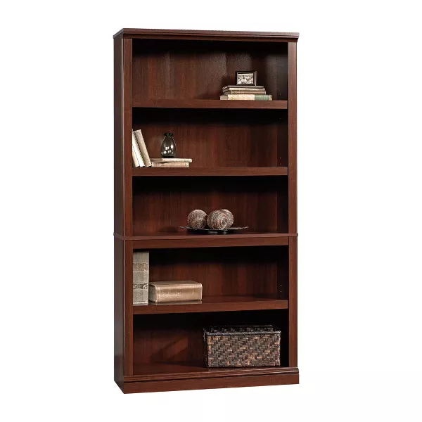 70" 5 Shelf Bookcase Select Cherry Red - Sauder: Transitional Style, MDF Frame, Adjustable Shelves