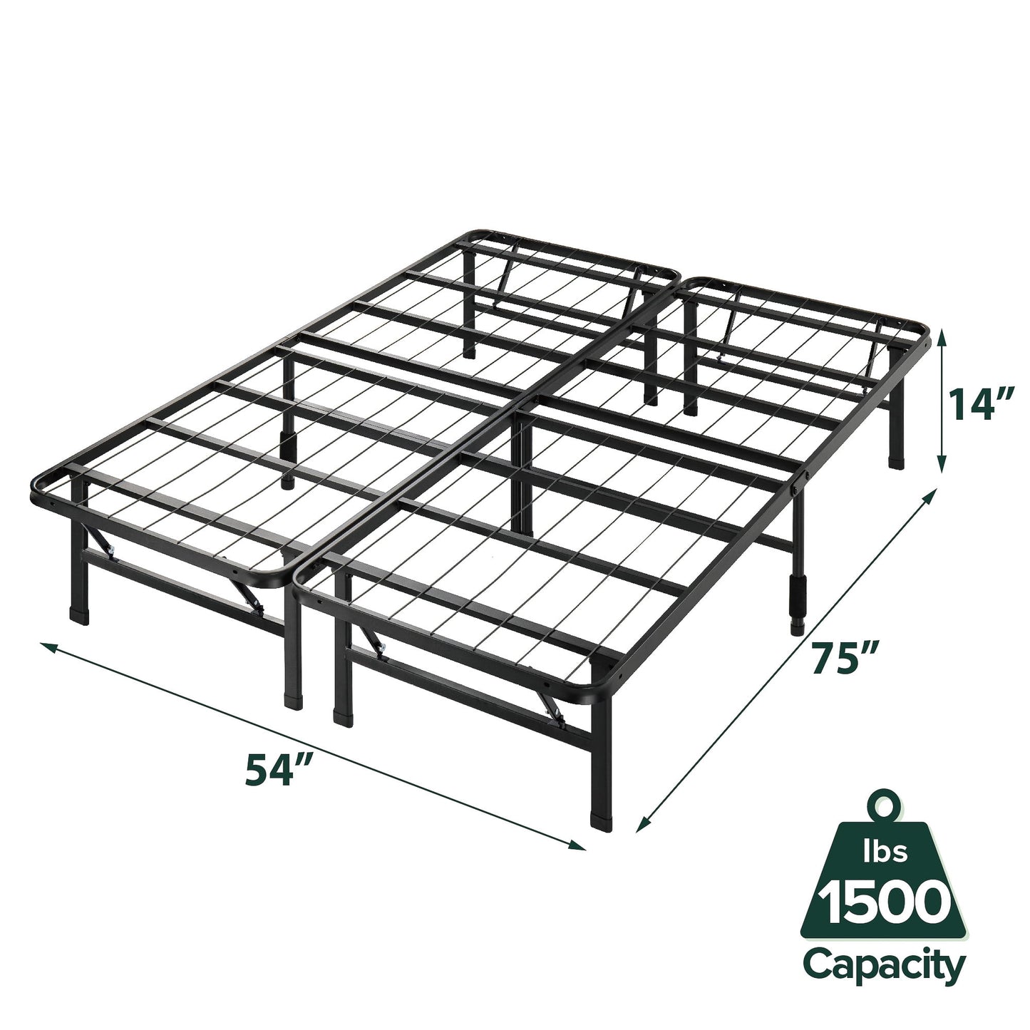 Zinus 14" Metal SmartBase® Tool-Free Assembly Bed Frame, No Box Spring Required, Full