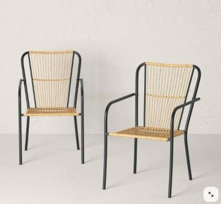 2pc Nolina Outdoor Patio Chairs, Arm Chairs, Accent Chairs Black - Opalhouse designed with Jungalow