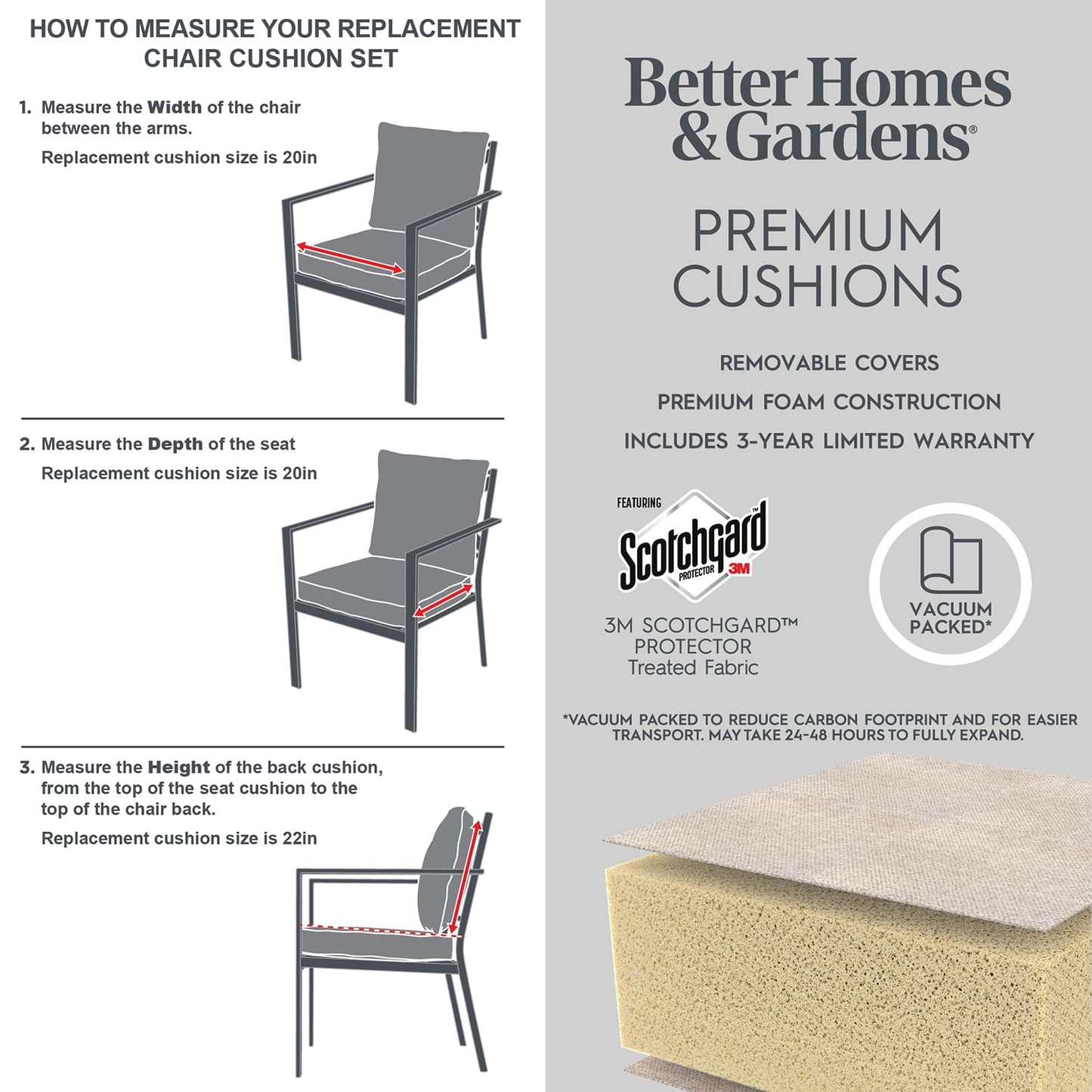 Better Homes & Gardens 20" x 20" Premium Green Outdoor Dining Chair Cushion