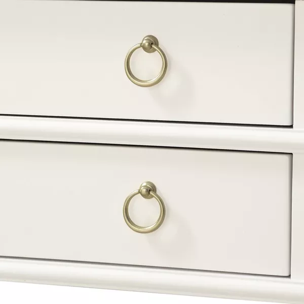 Comfort Pointe Clara Nightstand White: Recessed Top, 2 Drawers, Open Shelf, Painted MDF, Wood Frame