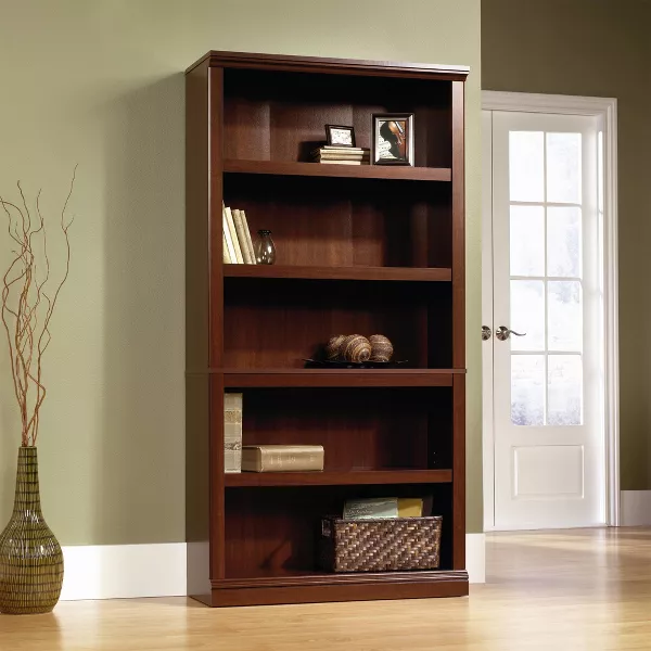 70" 5 Shelf Bookcase Select Cherry Red - Sauder: Transitional Style, MDF Frame, Adjustable Shelves