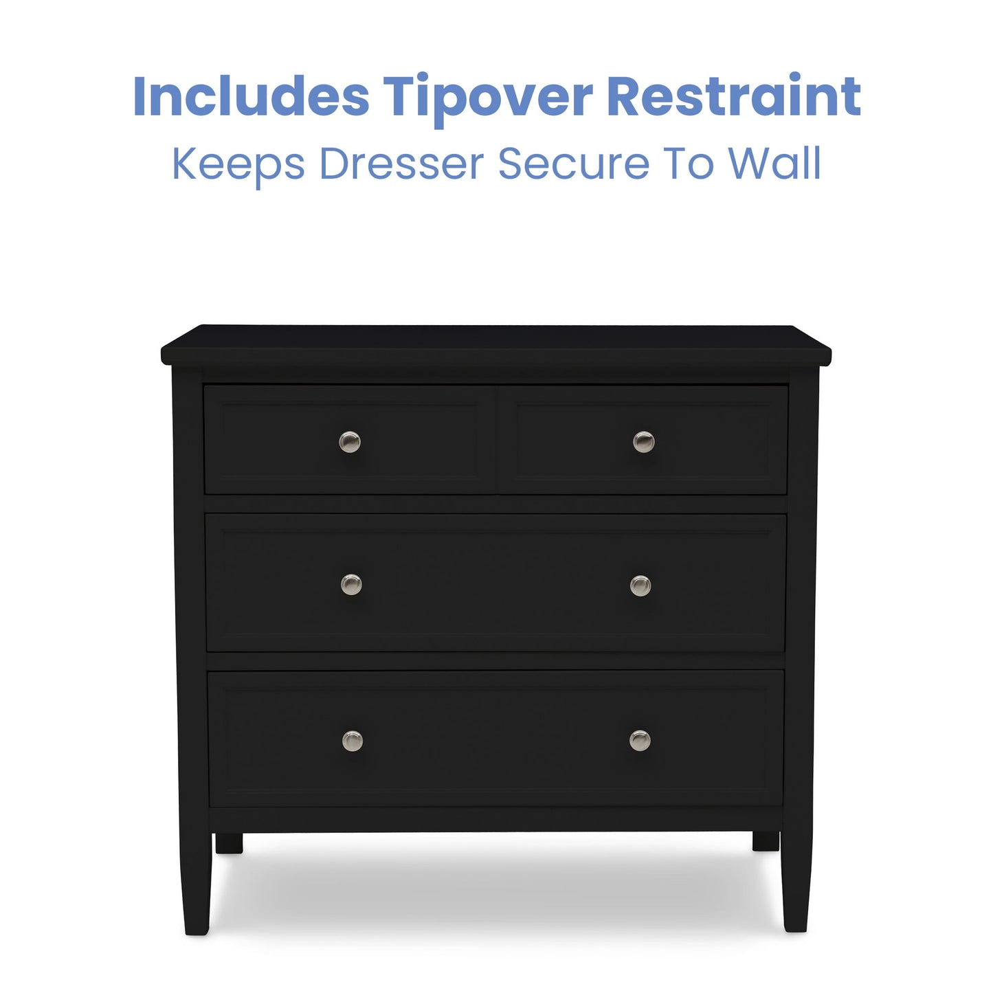 Delta Children Epic 3 Drawer Dresser with Interlocking Drawers, Black Ebony
