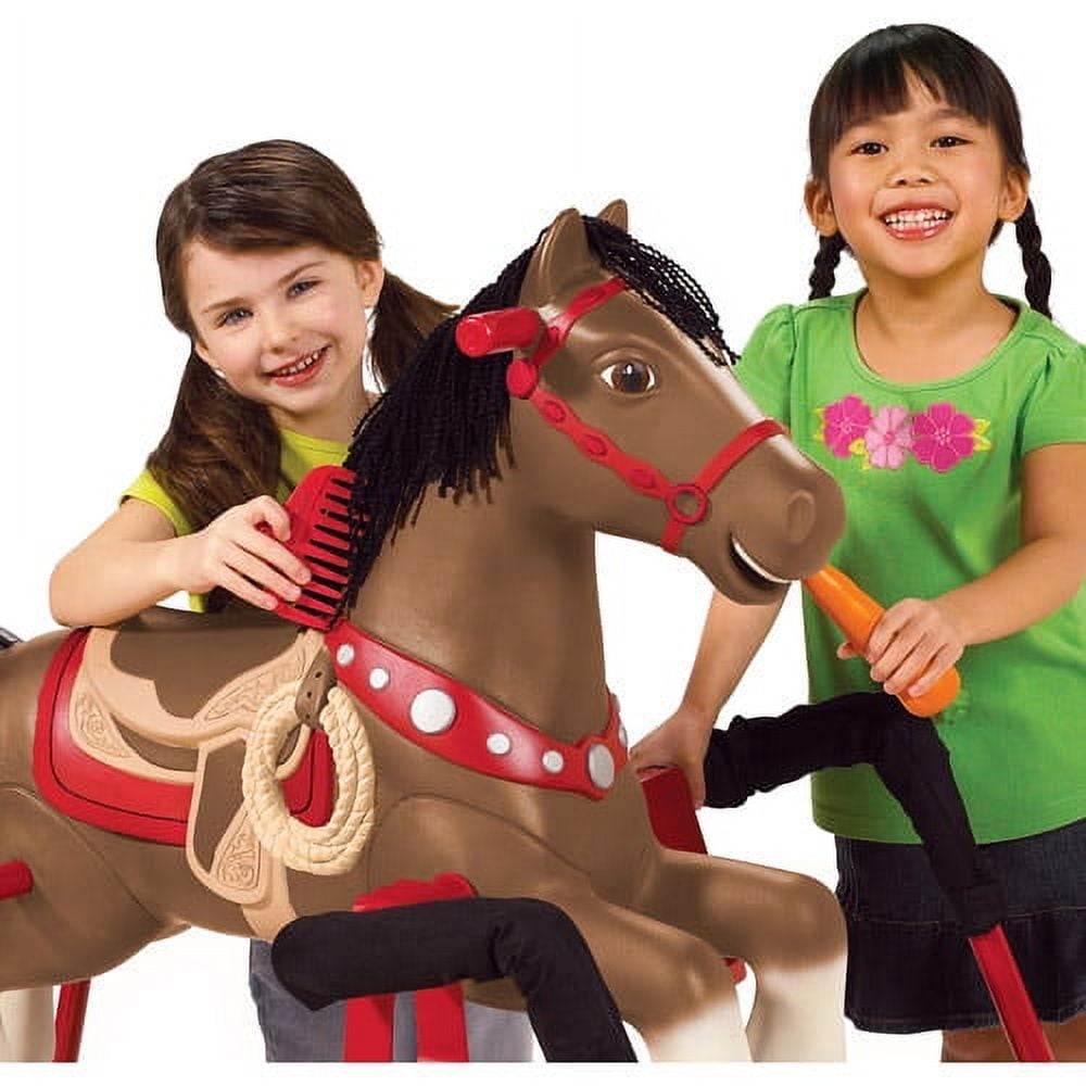 Radio Flyer Blaze Interactive Riding Horse, Brown Ride-on Pony for Kids 2-6 Years, Realistic Sounds