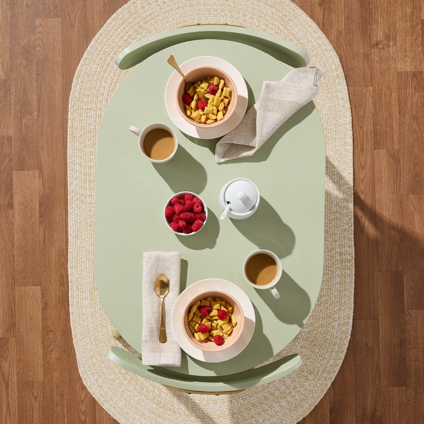 Best Choice Products 3-Piece Modern Oval Dining Table Set, Small Kitchen Dinette w/ 2 Chairs - Sage Green/Gold