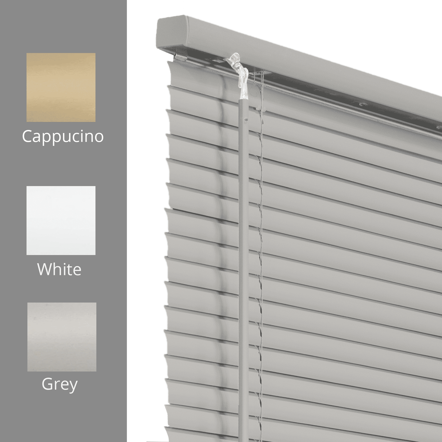 Chicology Cordless 1" Vinyl Mini Window Blinds Gloss Gray 32.5"W X 48"H