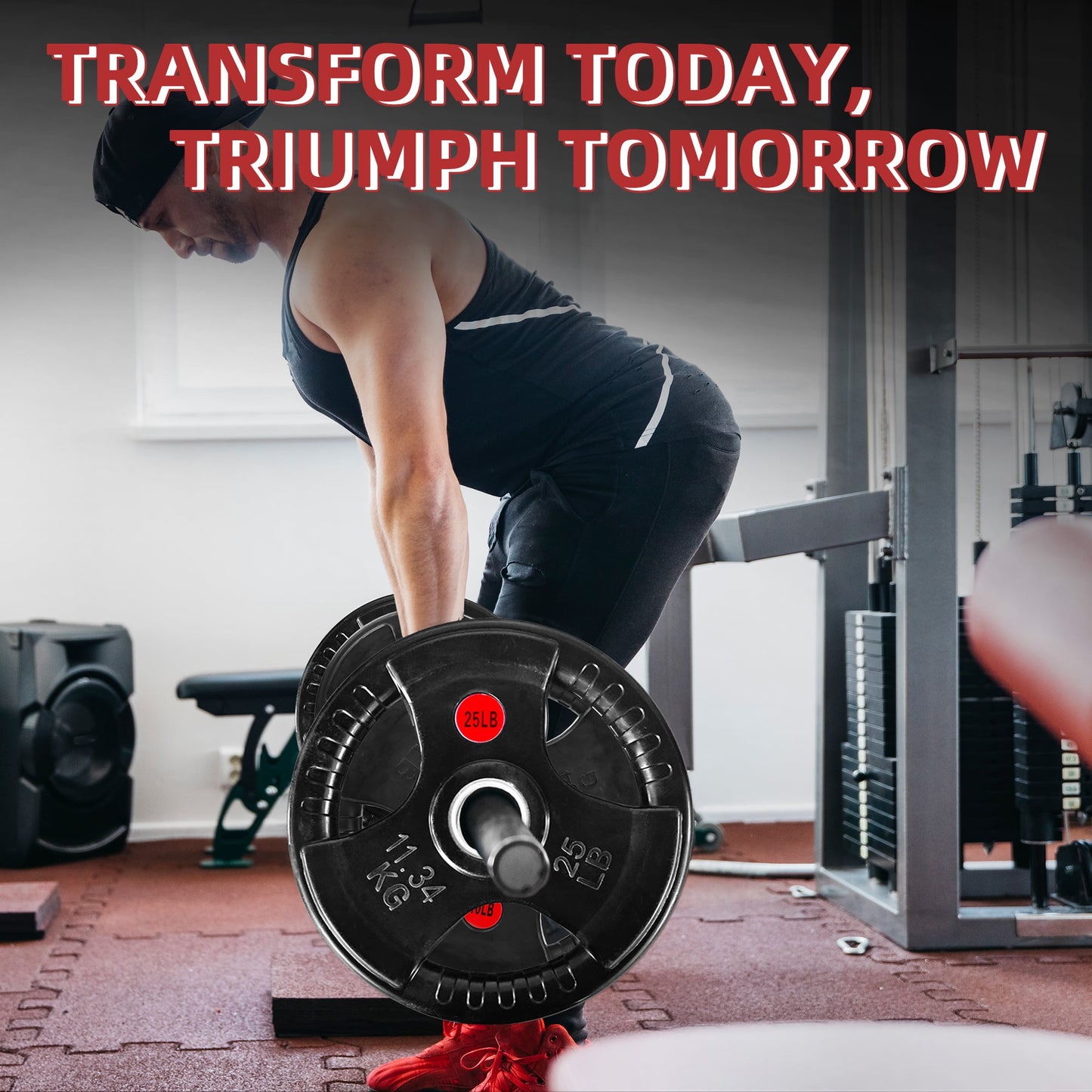 BalanceFrom 2" Rubber Olympic Grip Weight Plates Set, Including 5FT Standard Barbell with Locks, 85lbs Weight Plates Set(2x 2.5lb, 2x 5lb, 2x 10lb, 2x 25lb), Rubber Grip Weight Plate