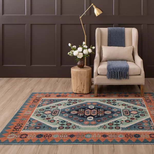 7'x10' Buttercup Diamond Vintage Persian Style Woven Rug Blue - Threshold