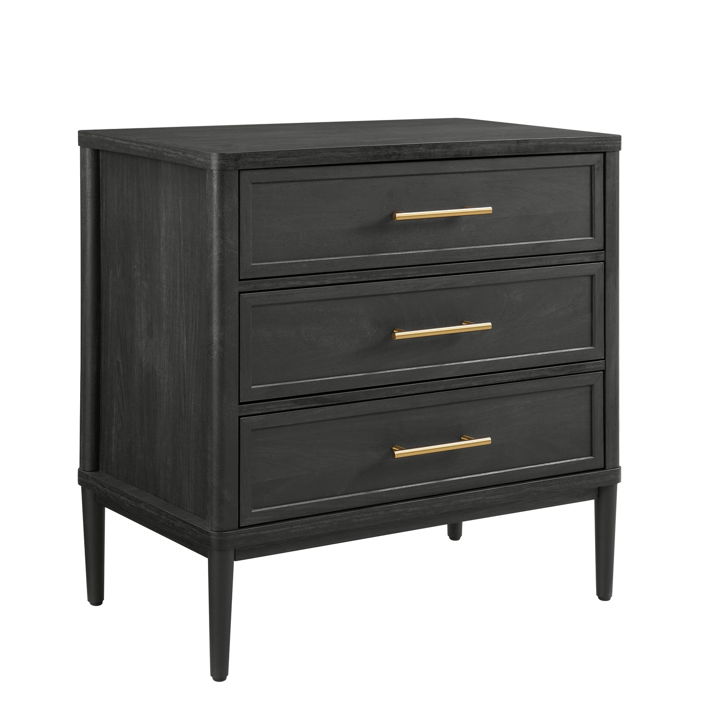 Better Homes & Gardens Oaklee 3 Drawer Nightstand with USB, Charcoal
