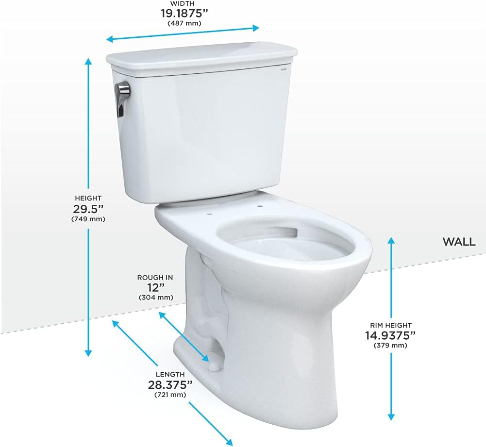 TOTO Drake Transitional Two-Piece Elongated 1.28 GPF TORNADO FLUSH Toilet with CEFIONTECT, Cotton White - CST786CEG#01