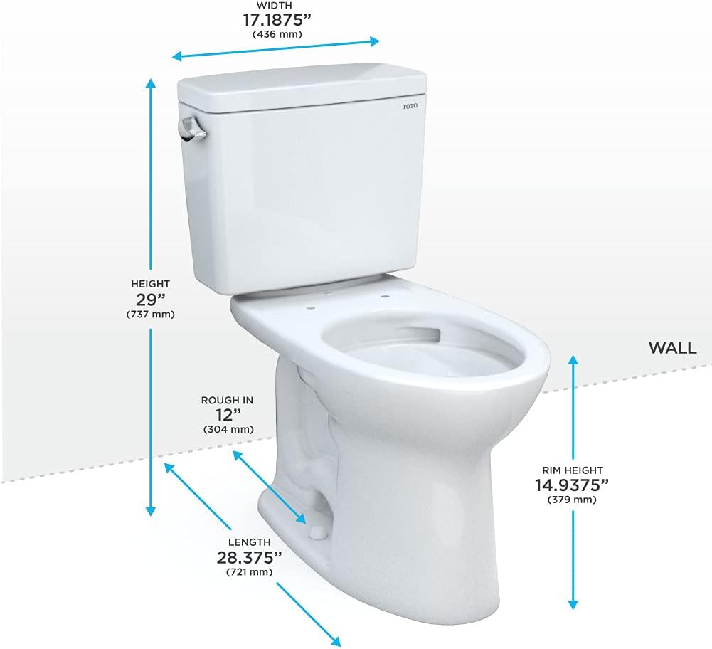 TOTO Drake Two-Piece Elongated 1.6 GPF TORNADO FLUSH Toilet with CEFIONTECT, Cotton White - CST776CSG#01