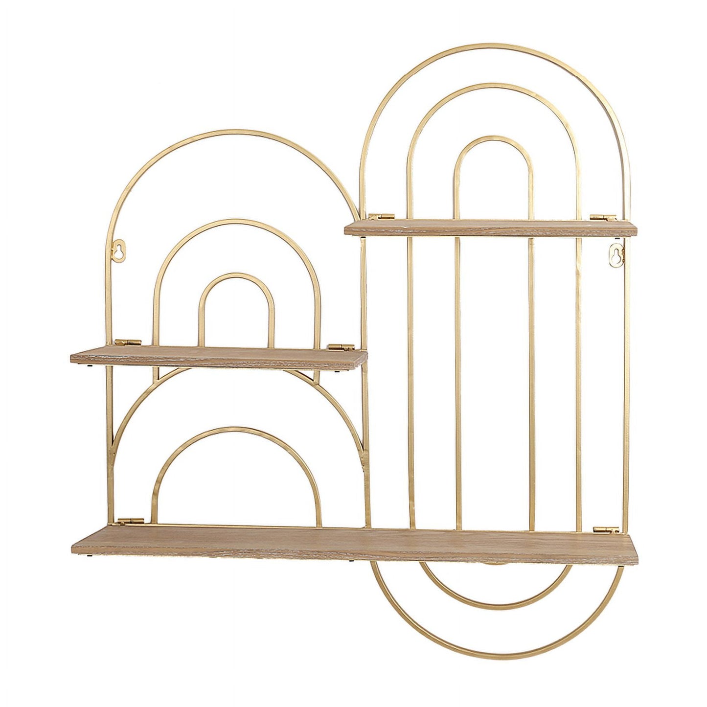 Ovella Gold Oval Metal Modern Tiered Wall Shelf