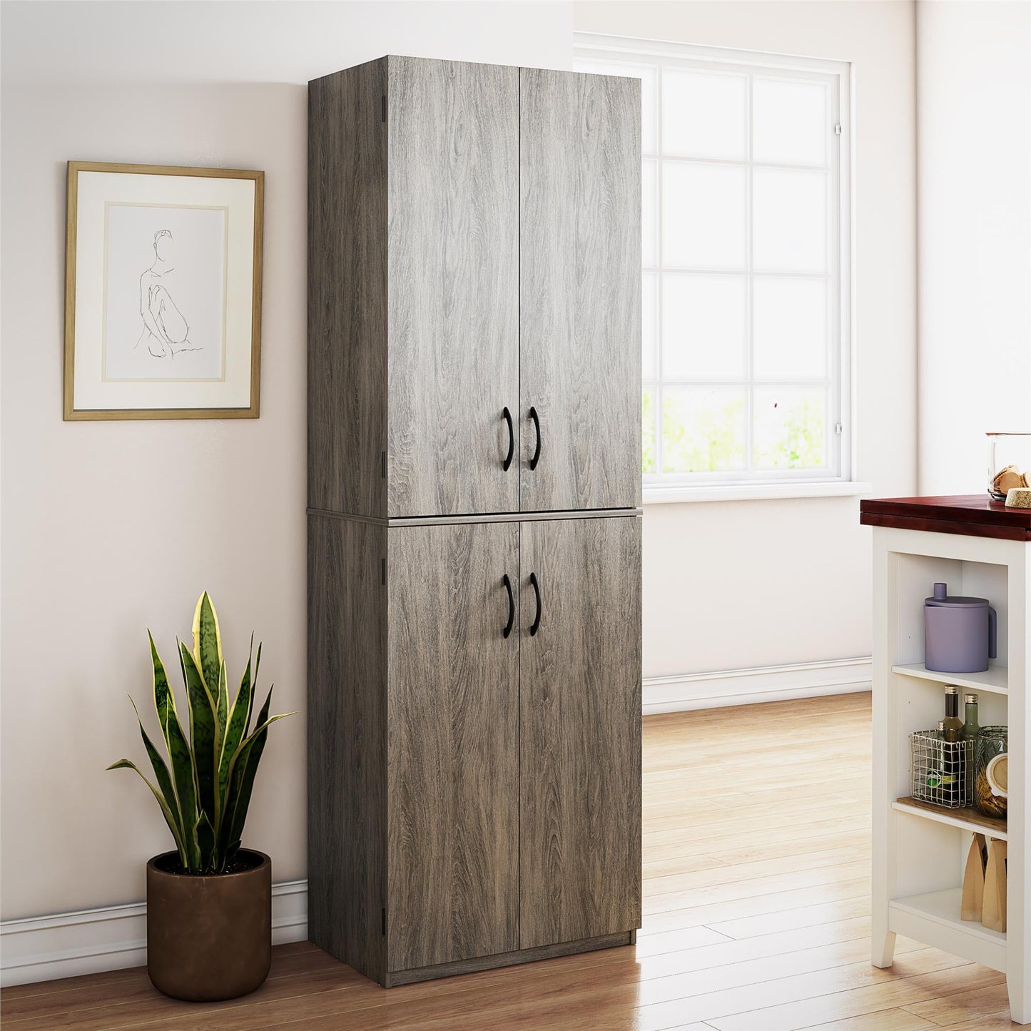 Mainstays 72" 4-Door Storage Cabinet, Gray