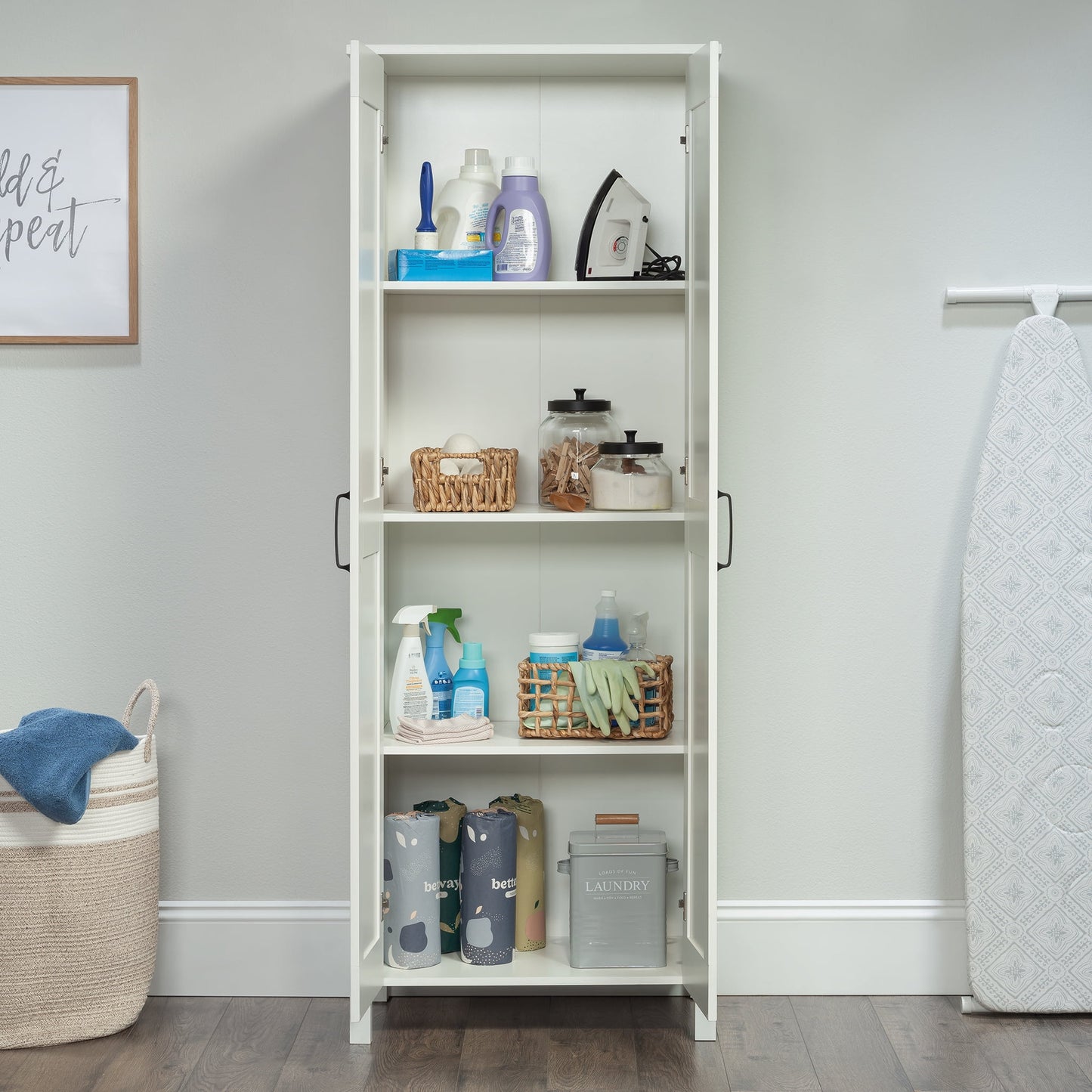 Sauder Two-Door Storage Cabinet, White Finish