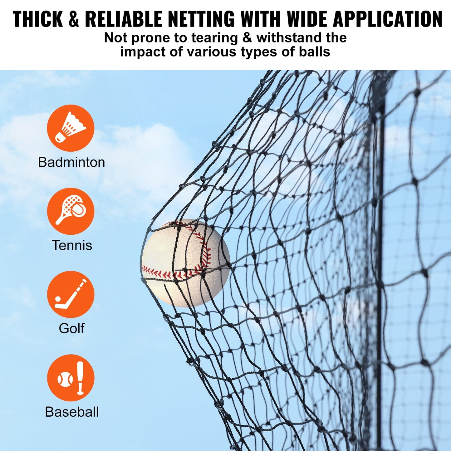 KFFKFF Portable Softball Baseball Batting Cage with Storage Bag, Black, 55 x 12 x12ft