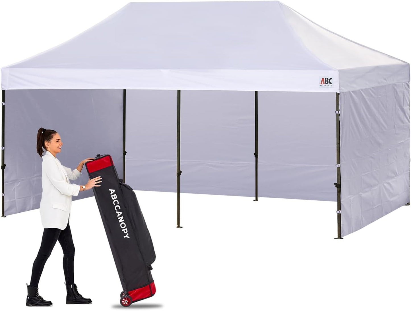 ABCCANOPY Heavy Duty Easy Pop up Canopy Tent with Sidewalls 10x20, White