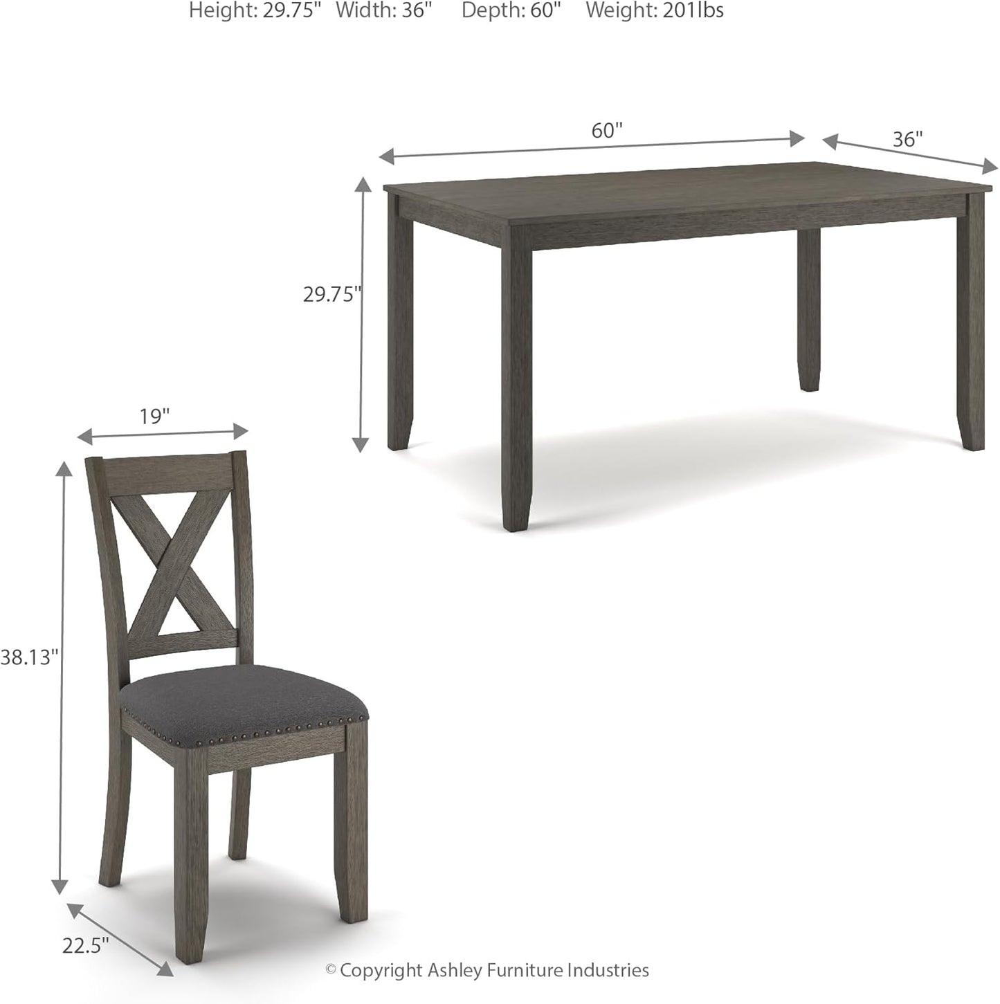 Pick Up Only-Signature Design by Ashley Caitbrook Rustic 7 Piece Dining Set, Include Table and 6 Chairs, Gray