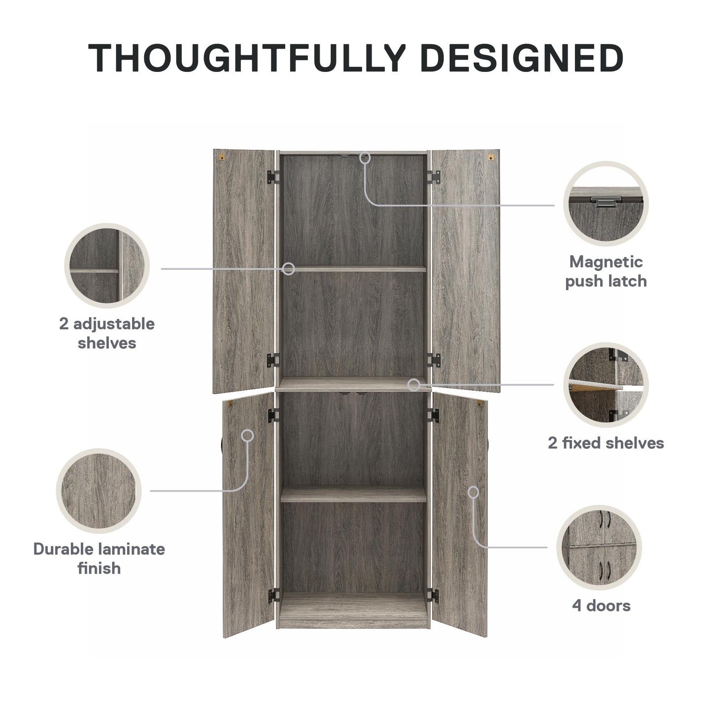 Mainstays 72" 4-Door Storage Cabinet, Gray