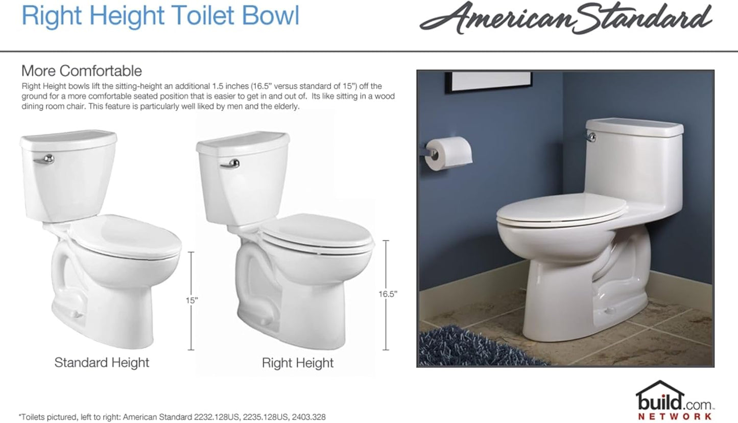 American Standard 211AA.105.020 Champion PRO Right Height Elongated Toilet Combination with Right-Hand Trip Lever Less Seat, White