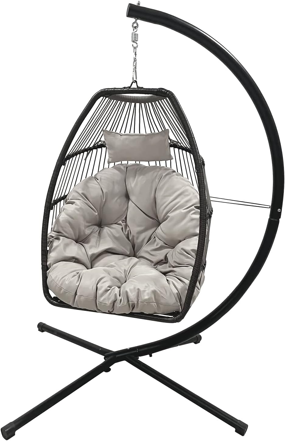 Egg Chair Hammock Chair Basket Chair Hanging Swing Chair UV Resistant Cushion with Stand for Indoor Bedroom Outdoor Garden Backyard