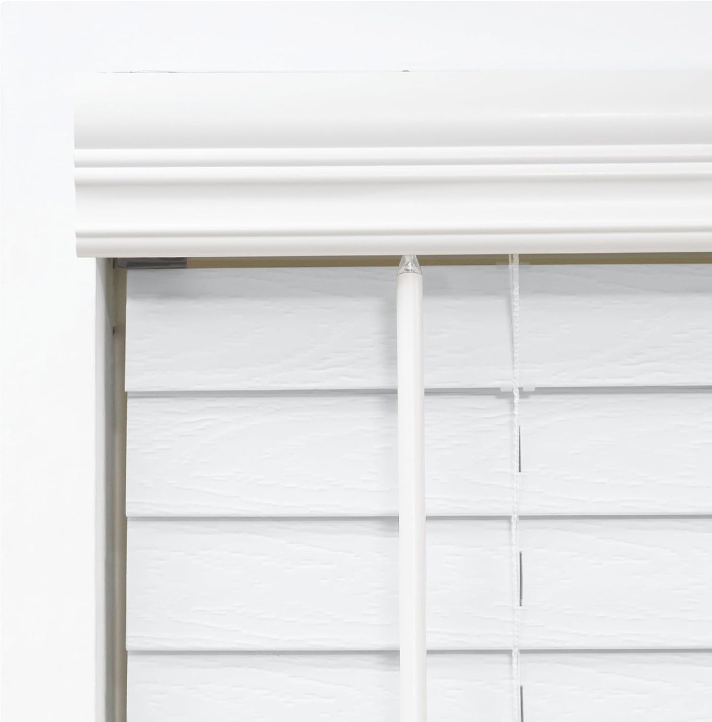 DEZ FURNISHINGS Cordless 2" Signature Faux Wood Blind, 67" W x 48" H, Snow White