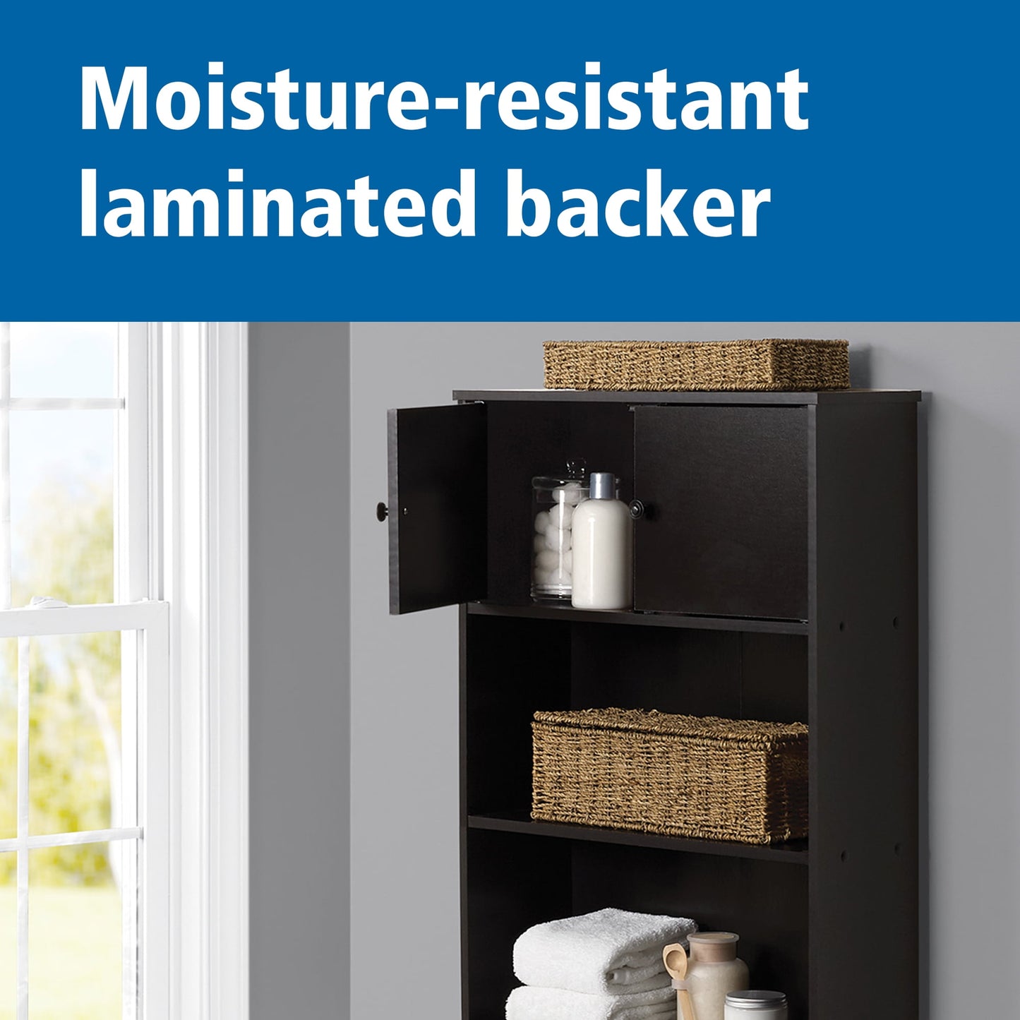 Mainstays Over-The-Toilet Bathroom Space Saver Storage Cabinet, 3 Shelves, Espresso