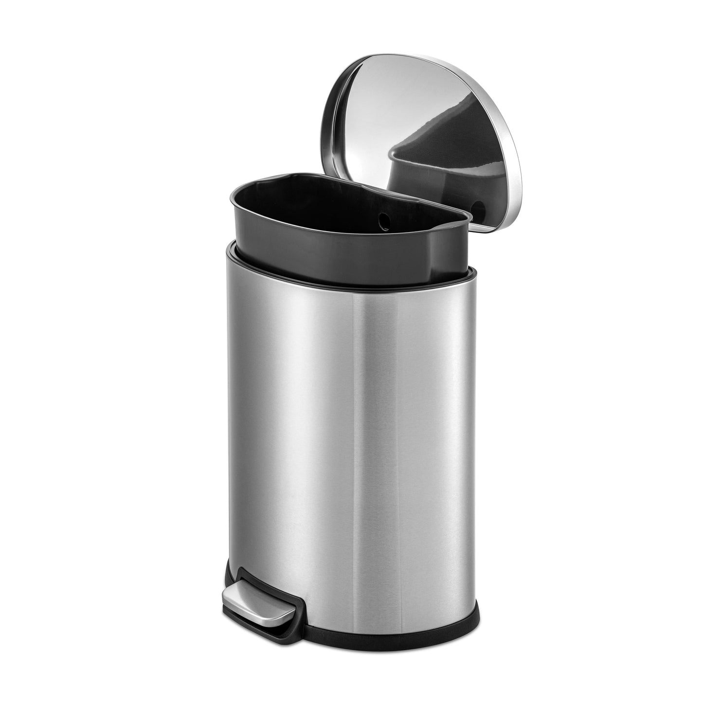 Qualiazero 13.2 Gallon Trash Can, D-Shape Step On Kitchen Trash Can, Stainless Steel