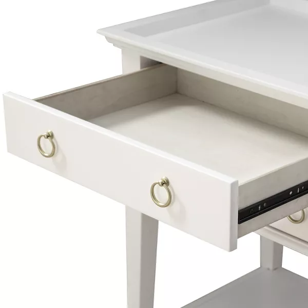 Comfort Pointe Clara Nightstand White: Recessed Top, 2 Drawers, Open Shelf, Painted MDF, Wood Frame