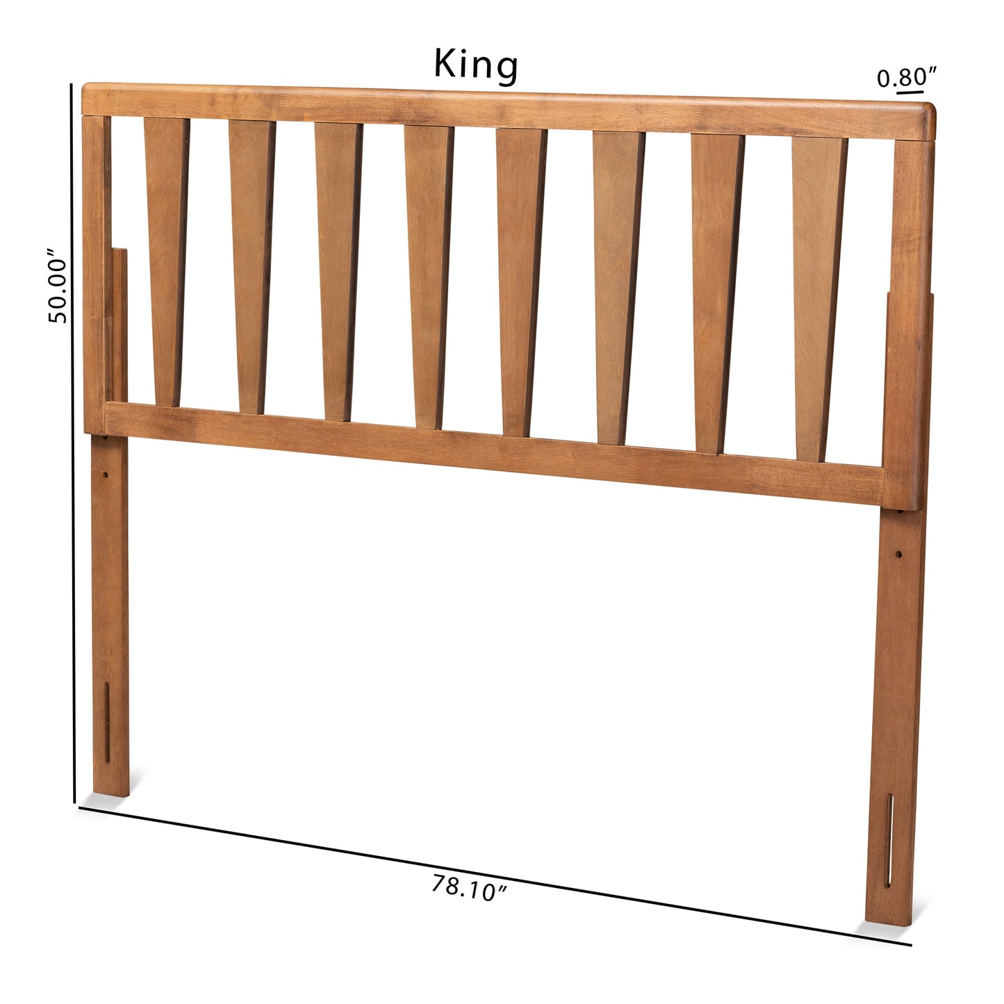 Baxton Studio Duncan Contemporary/Modern Slat Back Support Engineered Wood Headboard, Queen, Ash Walnut