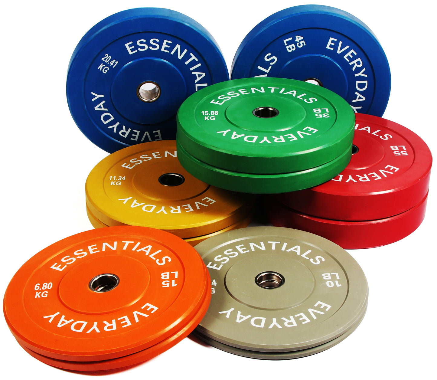 BalanceFrom Bumper Plate with Steel Hub, 100 lb Set Color