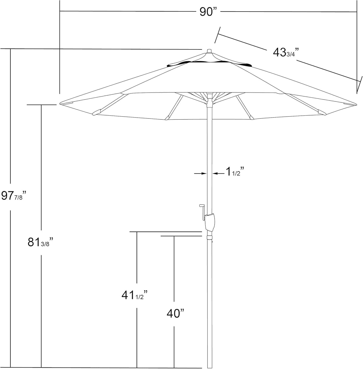 California Umbrella 7.5'' Rd Sunbrella Aluminum Patio Umbrella, Crank Lift, Auto Tilt, Bronze Pole, Air Blue