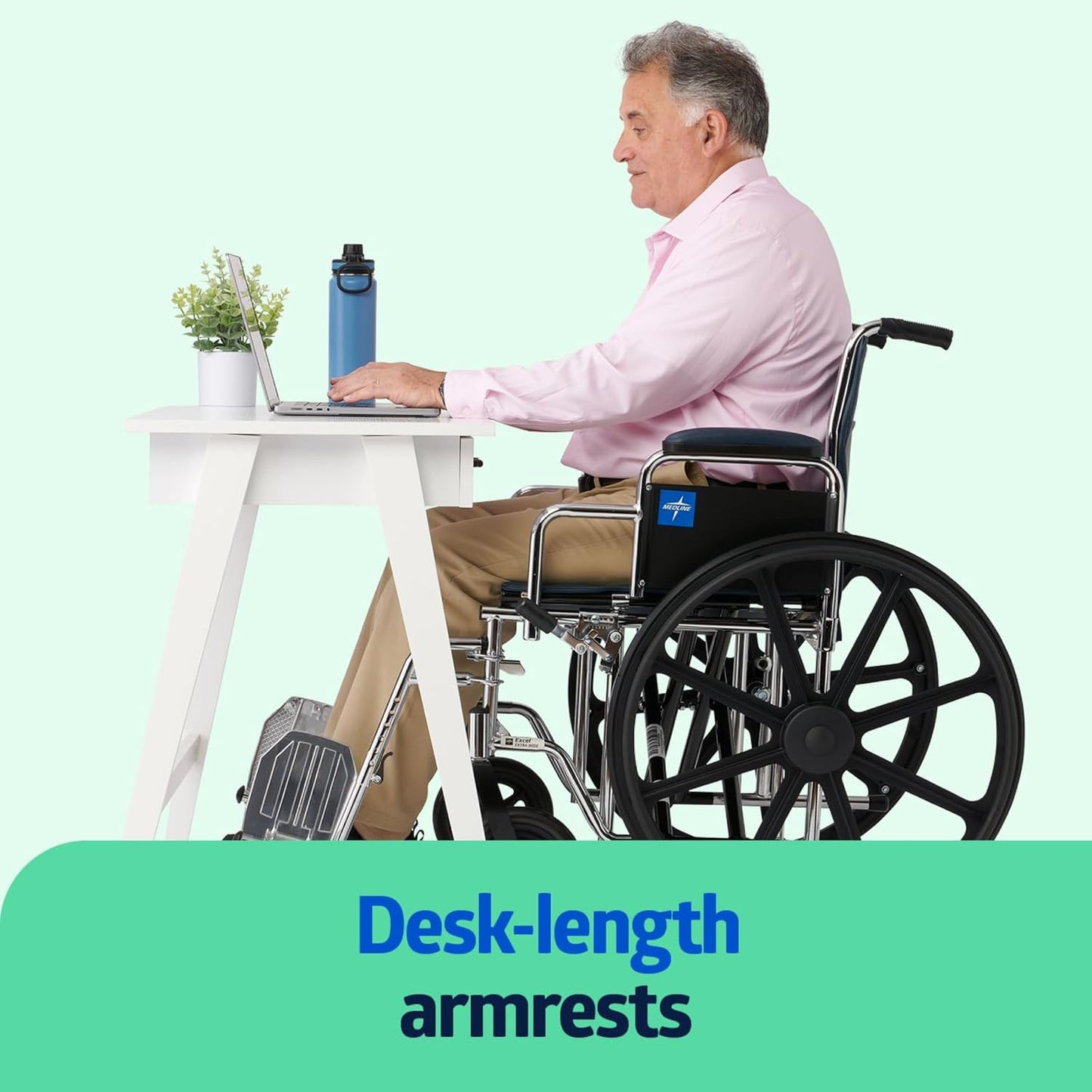 Medline Excel Extra-Wide Bariatric Wheelchair For Adults and Seniors with 24" Wide Seat, Supports up to 500 lbs
