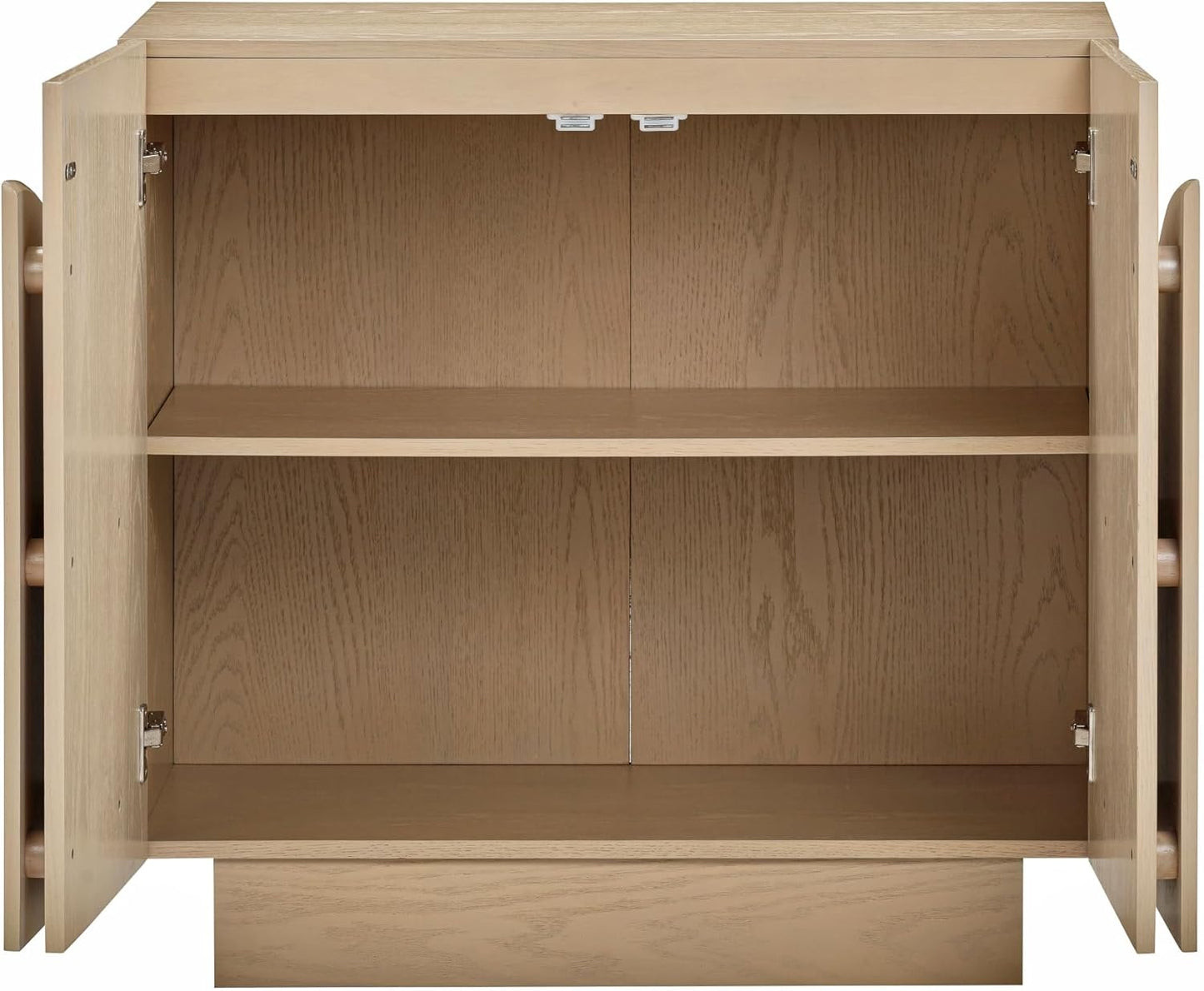 Nathan James Iris Mid-Century Arched Storage Cabinet Natural Brushed Light Brown: Veneer Surface, Fixed Shelf, Wood Frame