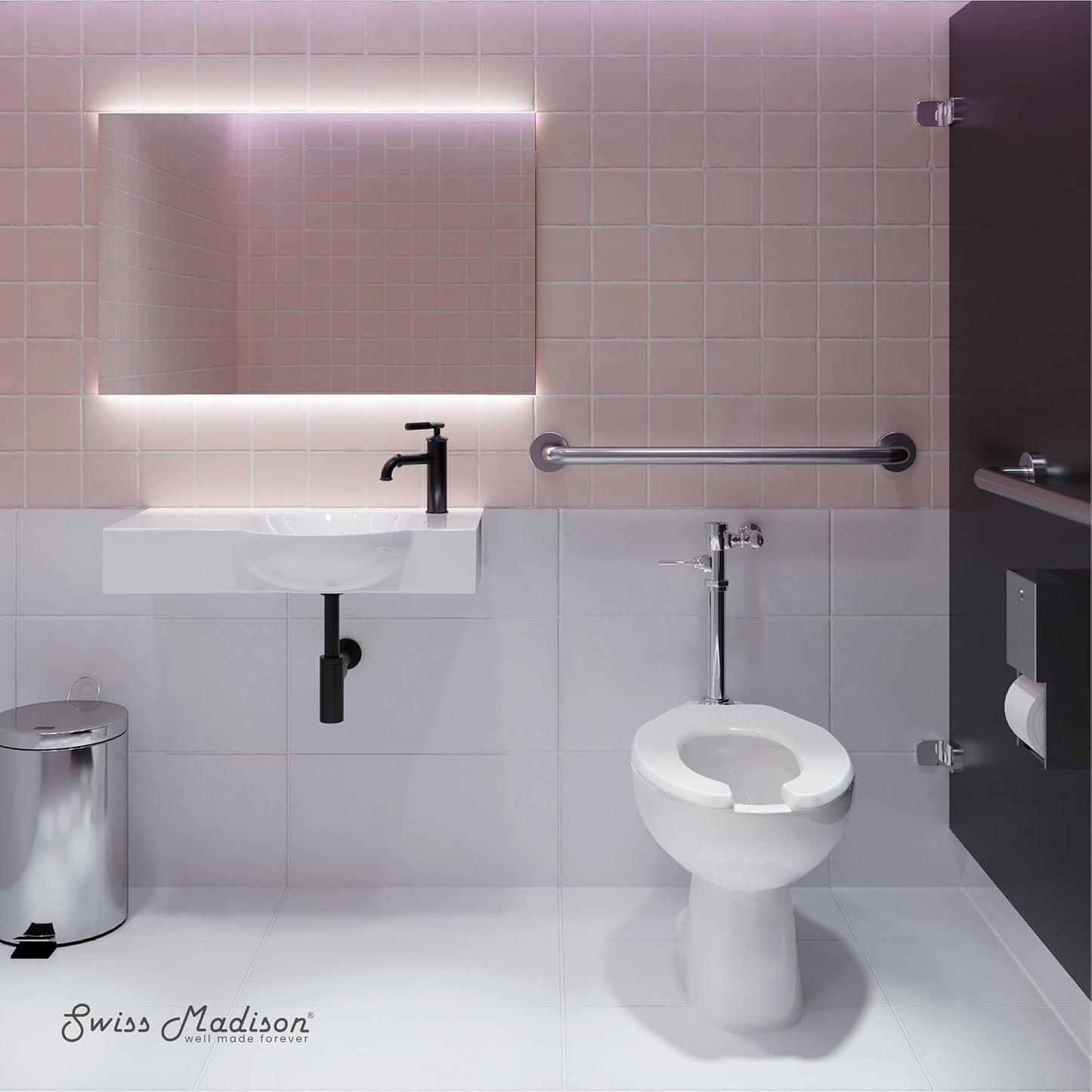Sirène Floor-Mounted Comfort Height Commercial Elongated Top Flush Spud Flushometer Toilet Bowl