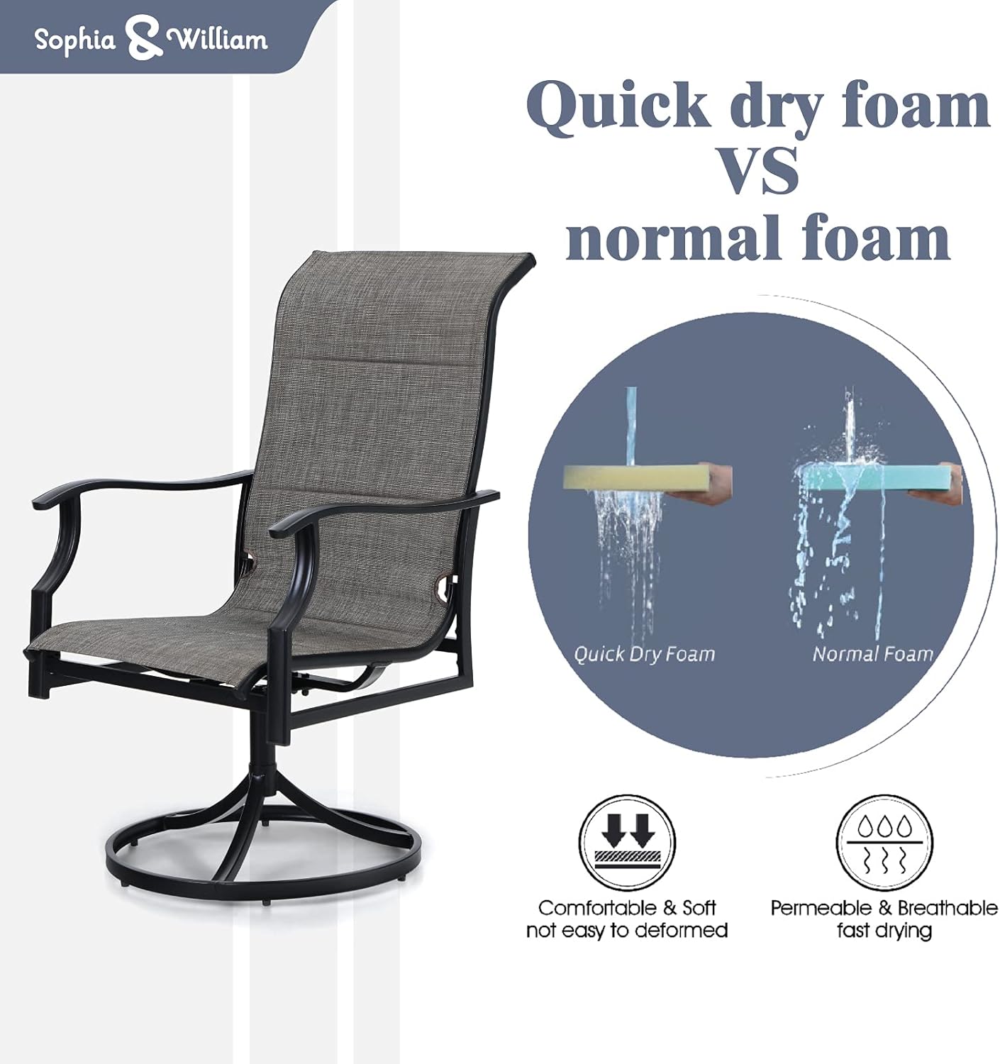 2pc Patio Swivel Rocker Chairs - Black - Captiva Designs