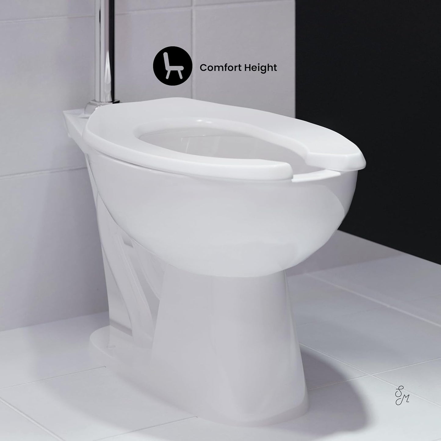 Sirène Floor-Mounted Comfort Height Commercial Elongated Top Flush Spud Flushometer Toilet Bowl