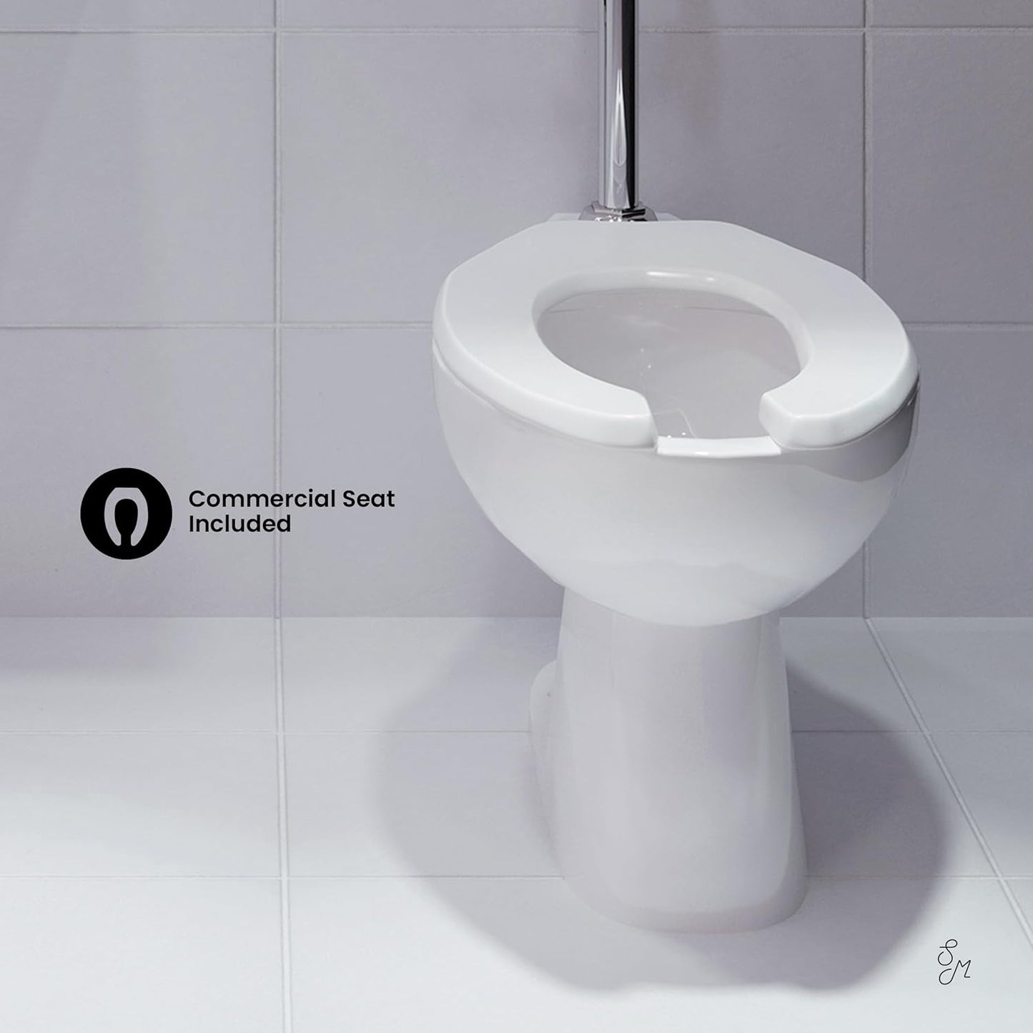 Sirène Floor-Mounted Comfort Height Commercial Elongated Top Flush Spud Flushometer Toilet Bowl