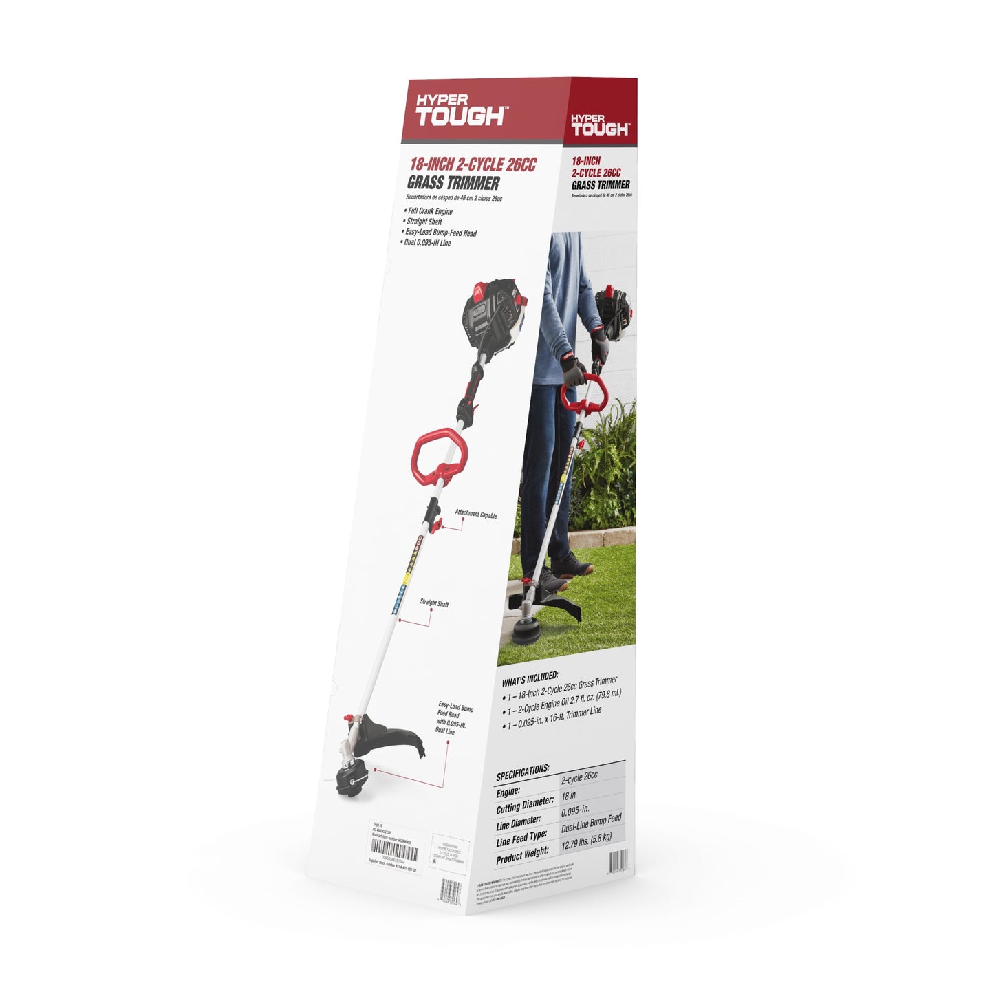 Hyper Tough 26cc 2 Cycle Gas Powered 18" Straight Shaft String Trimmer