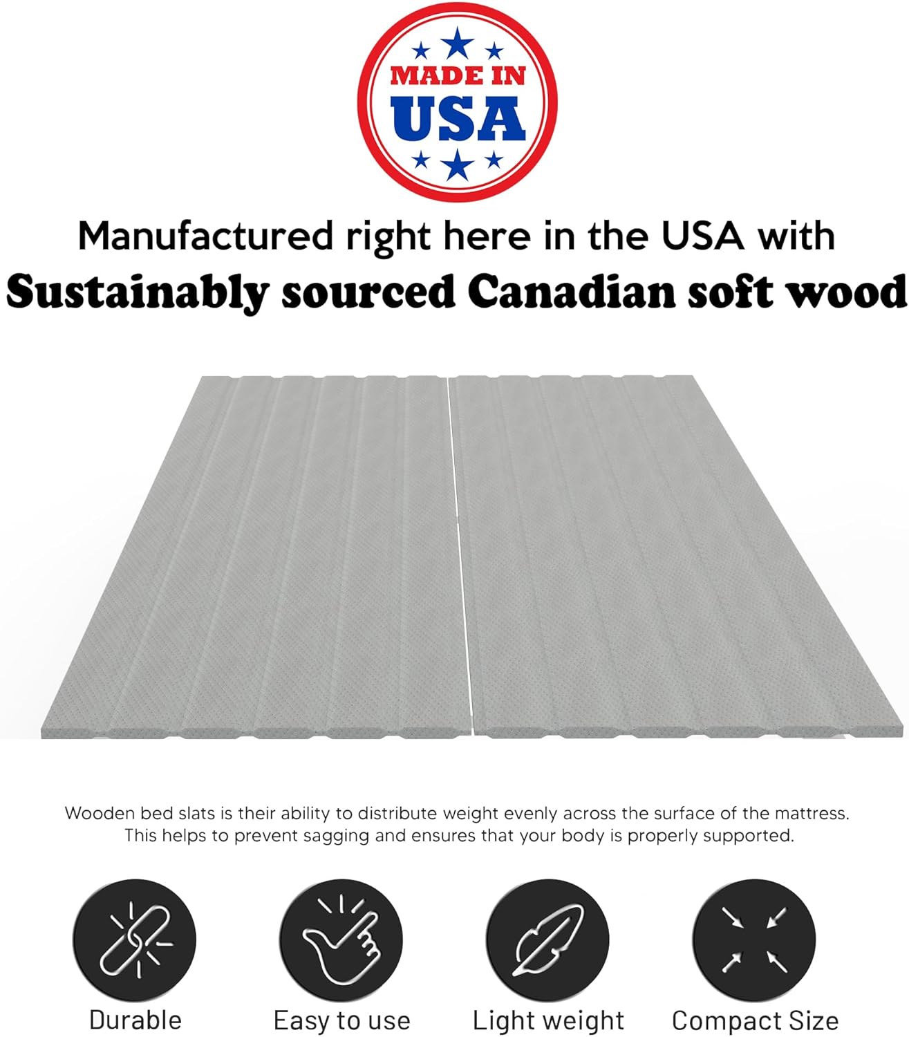 Greaton, 0.75-Inch Heavy Duty Vertical Wooden Bunkie Board/Bed Slats, Queen, Grey