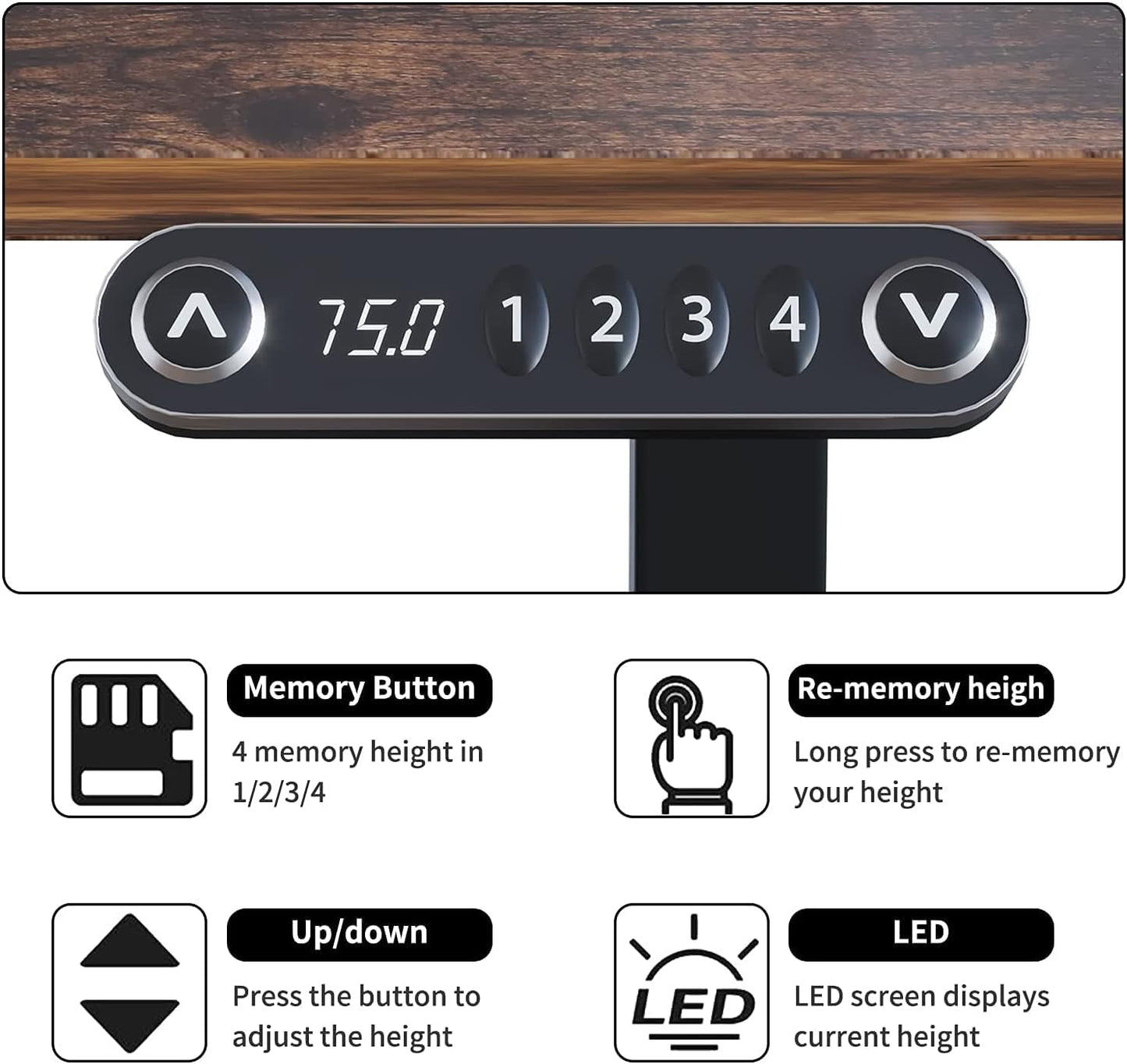 Electric Height Adjustable Standing Desk, 63x 30 Inches Stand Up Ergonomic Desk Workstation, Splice Board Home Office Computer Table